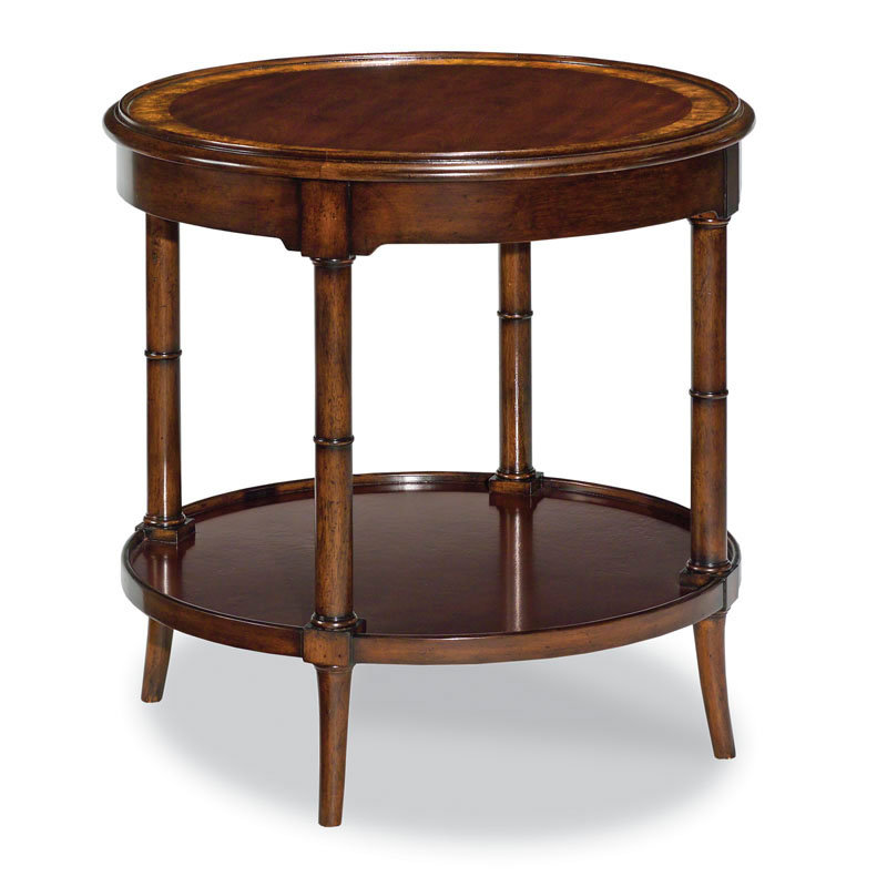 Regency Round Mahogany Wood End Table with Storage