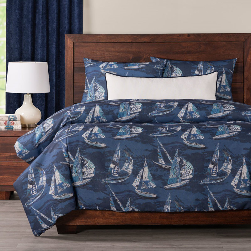 Geometric Print Multi-Color Duvet Cover & Insert Set, Blue, Full Duvet Cover + 2 Standard Shams