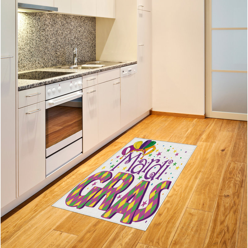 Mardi Gras High Density Long Fiber Poly Threads Decorative Area Rug Carpet, Rectangle 4' x 5'8"