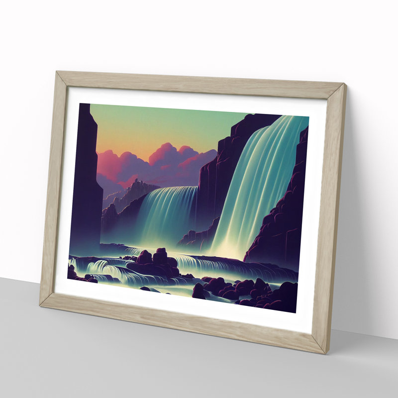Waterfall - Framed Print, 34cm H x 46cm W, Oak Framed