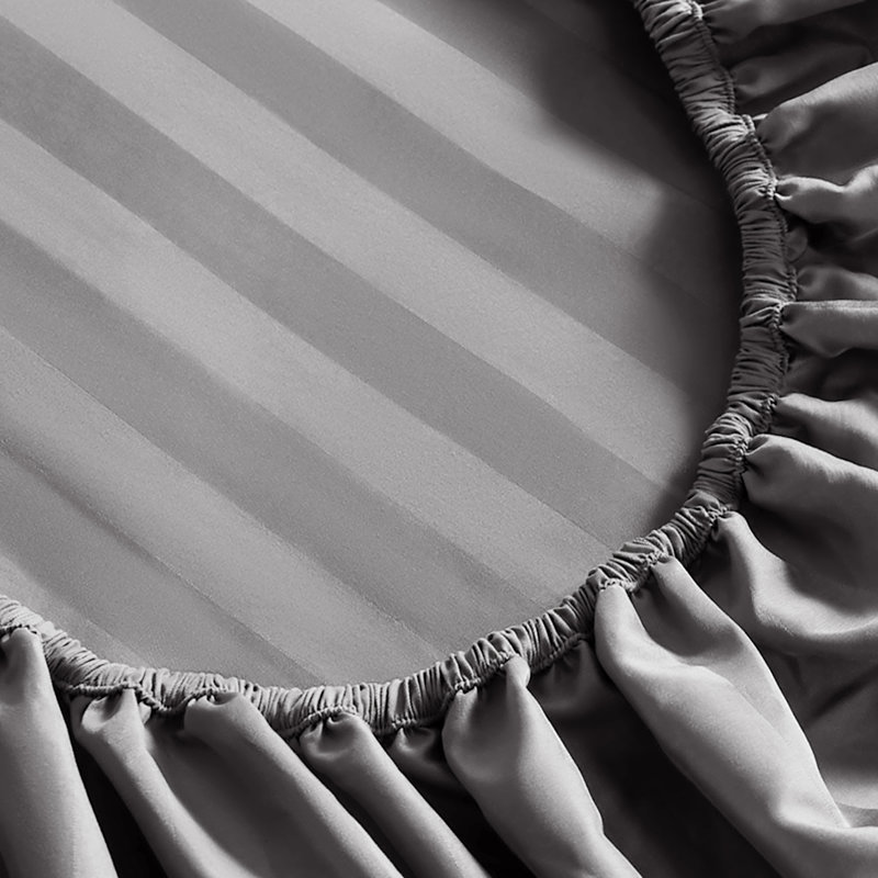 Sateen Striped Sheet Set, Twin Sheet Set + Fitted Sheet and 1 Pillowcase, Gull Gray