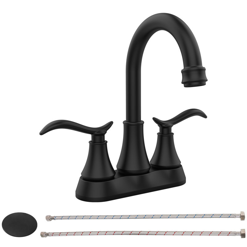 Robinet de salle de bain à deux poignées en acier inoxydable avec drain escamotable Topcraft