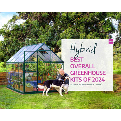 Palram - Canopia Hybrid 6' W x 10' D Walk-In Hobby Polycarbonate Aluminum Frame Greenhouse Kit with Roof Vent - Green
