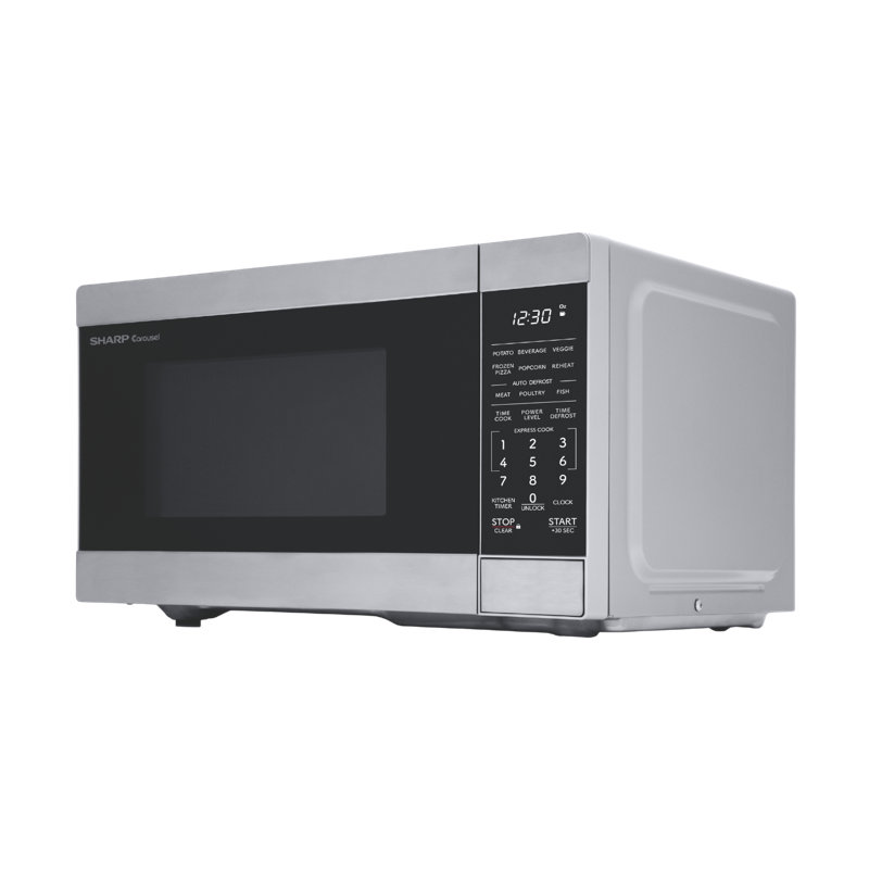 Four à micro-ondes de 700 watts avec comptoir de plus de 700 watts avec plaque de cuisson, cuisinière express, dégivrage automatique, plaque tournante Carousel®, affichage à DEL blanc, acier inoxydable Sharp SMC0762KSC