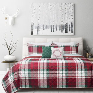 1pc Modern Simple Checkered & Houndstooth Printed Bedspread