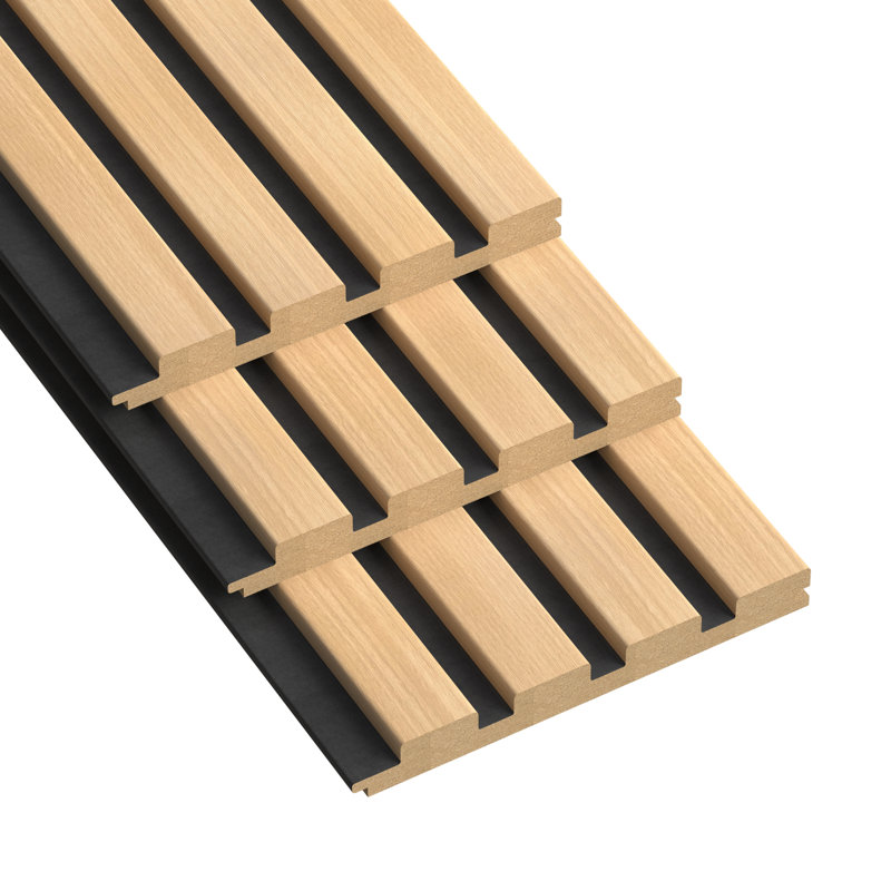Panneaux muraux en bois à lattes 3D 104 po L 104 po - Panneaux muraux Shiplap, Érable blanc