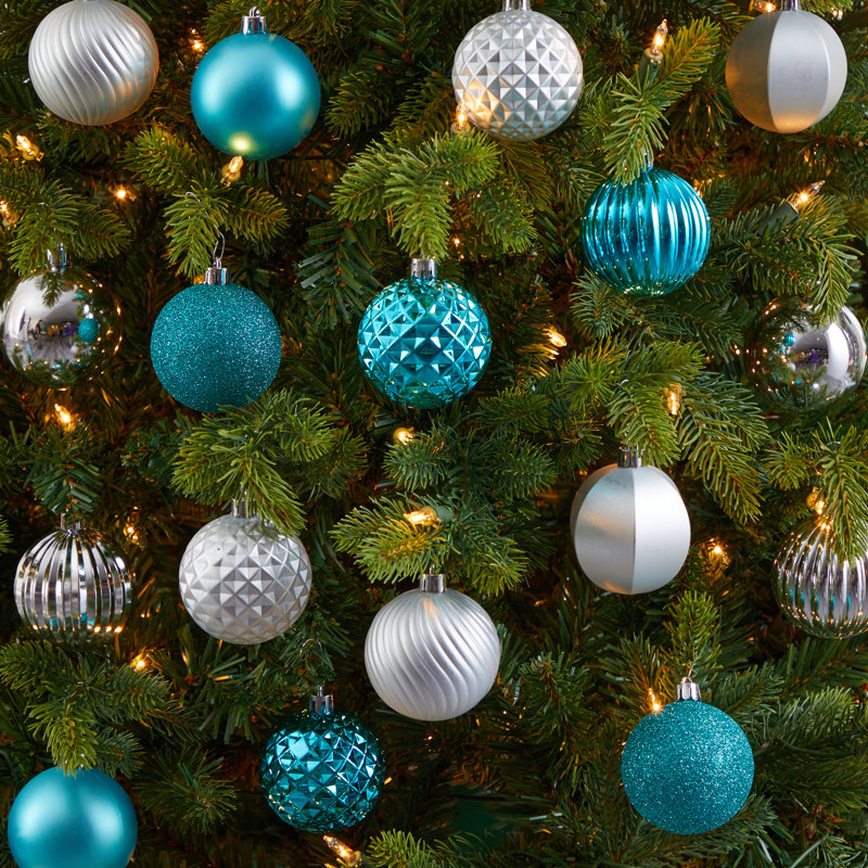 Ensemble de 101 ornements d'arbre de Noël, bleu