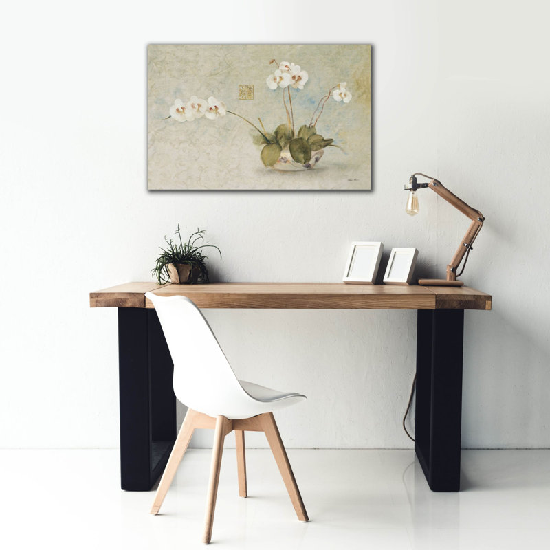 «Orchids In A Chinese Bowl» par Cheri Blum, art mural sur toile, H 26 po x l 40 po x P 1,5 po