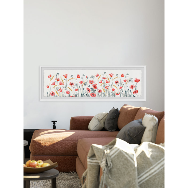 « red flowers »-cadre photo panoramique sur papier, H 15 po x l 45 po x P 1,5 po