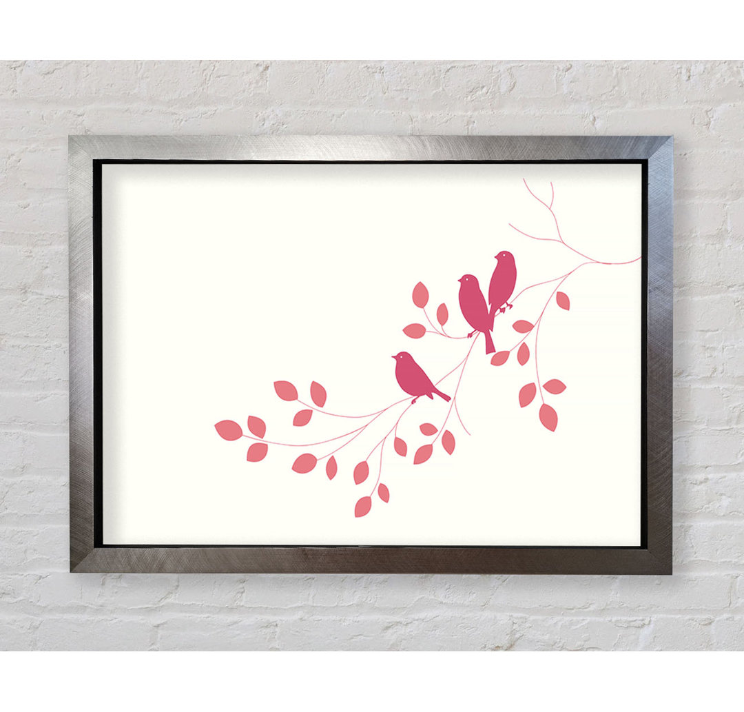 Pink Bird Leaves - Einzelner Bilderrahmen Kunstdrucke