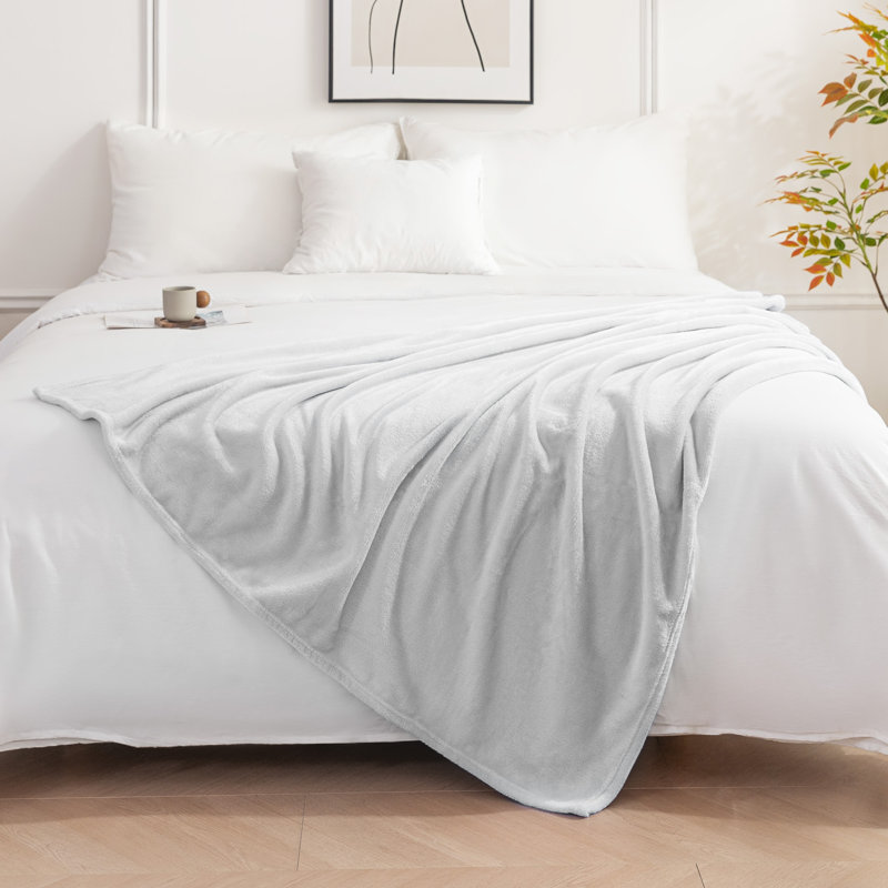 Couverture en molleton ultra douce réversible toutes saisons, Gris clair, Double/Grand