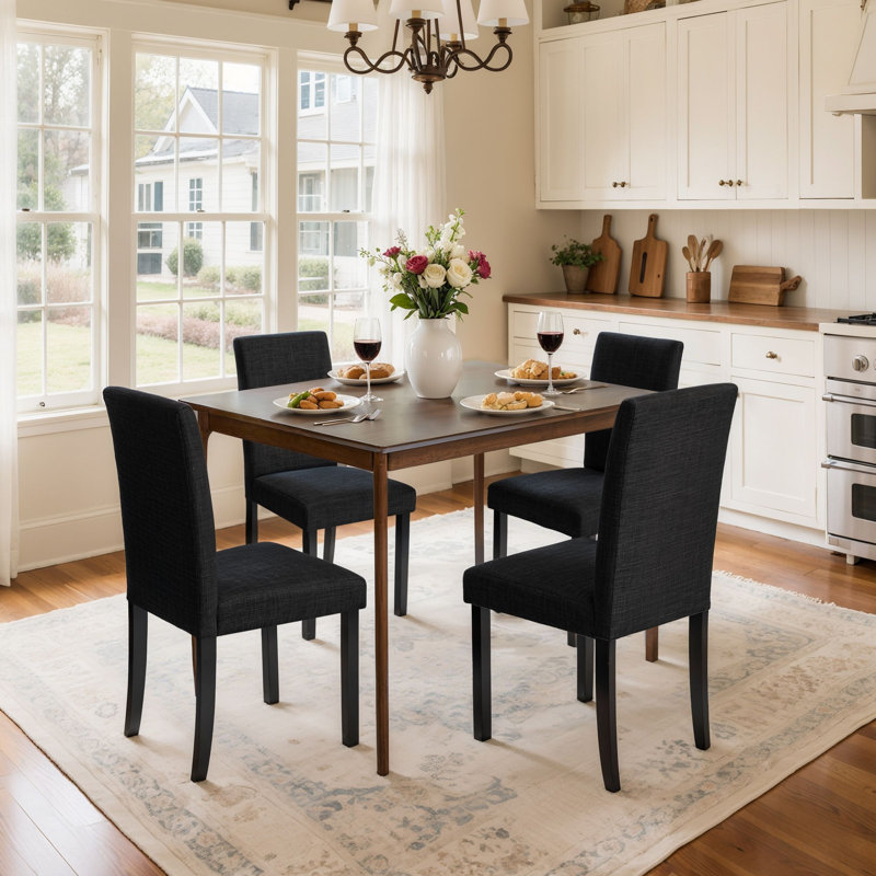 5-Piece Rectangular Solid Wood Dining Set With Cushioned Chairs