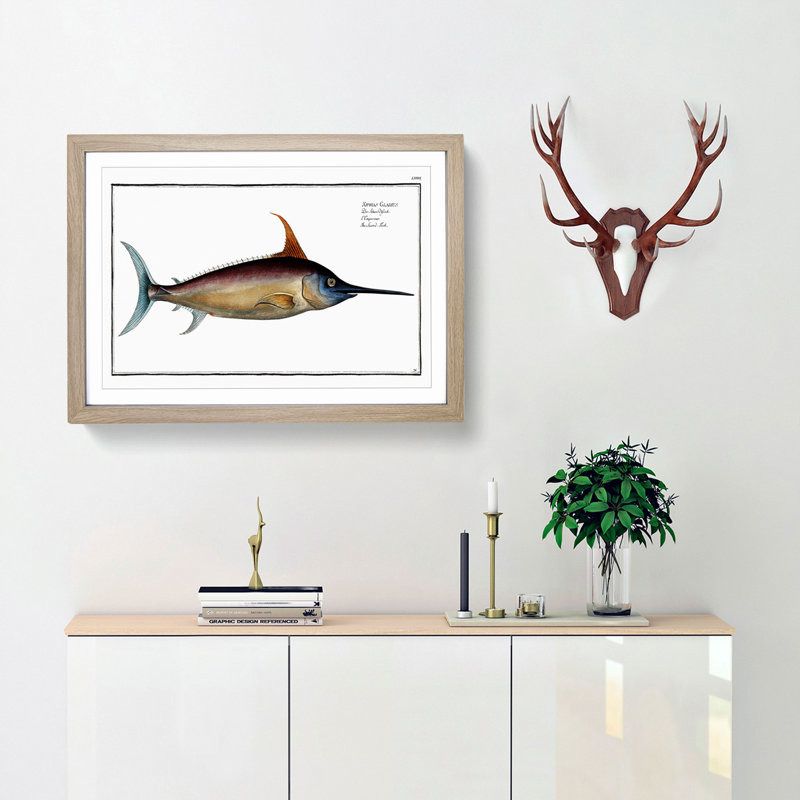 Swordfish - Picture Frame Art Prints, 27cm H x 36cm W x 2cm D, Oak Framed