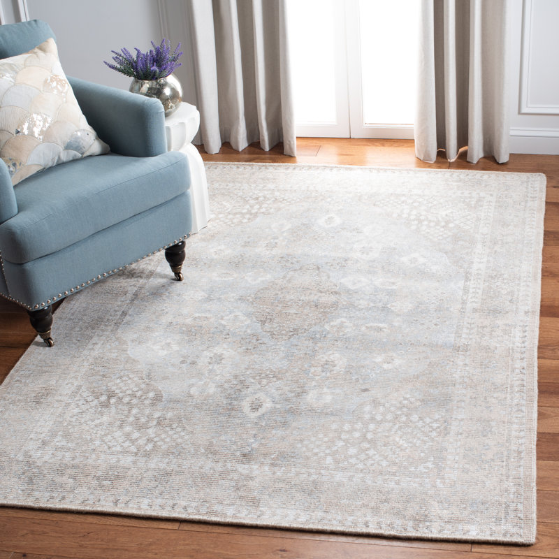 Beige and Sand 9' x 12' Hand-Tufted Wool and Viscose Rug