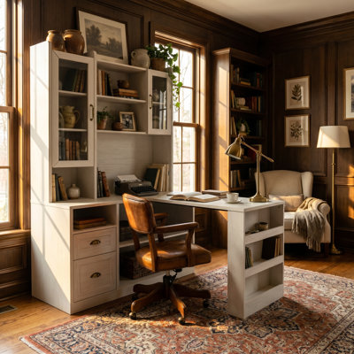 Bureau double caisson de 57 po avec huche 78,3 po
