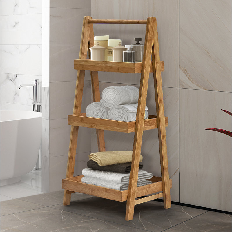 Meeka Solid Wood Bathroom Shelves, Natural