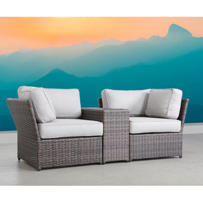 Elodie Wicker Fully Assembled 2 - Person Seating Group with Cushions