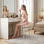 Fauteuil de coiffeuse avec pieds en métal doré, dossier unique, base stable, coiffeuse moderne pour chambre de maquillage, assemblage facile, tabouret de maquillage sans accoudoirs pour la décoration de bureau personnel