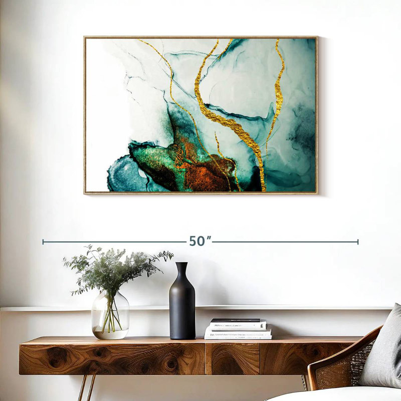 Lucilla stries dorées, Cadre flottant en bois naturel, 37 po x 25 po