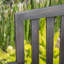 Banc d'extérieur en bois gris foncé, largeur d'assise 113 cm, confortable pour terrasse