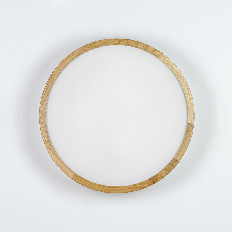 Demitric Glass Flush Mounted Sconce, Natural Oak, 47.5cm H x 47.5cm W x 7.7cm D