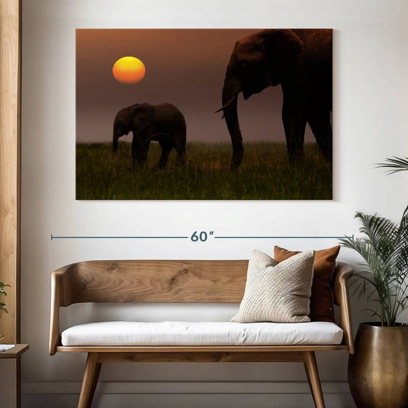 Brampt Grazing Elephant Family, 34" H x 51" W