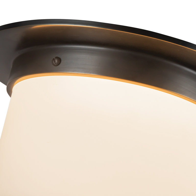 Mineral 11-in Brass Flush Mount, Oil Rubbed Bronze, Opal Glass