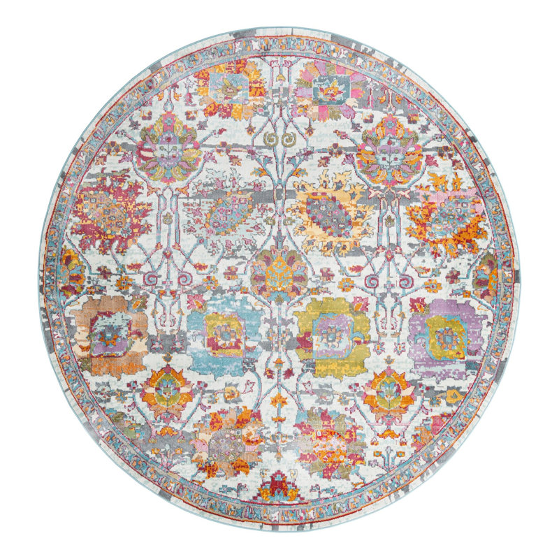 Haefner Floral Indoor Rug, Round 8'2"
