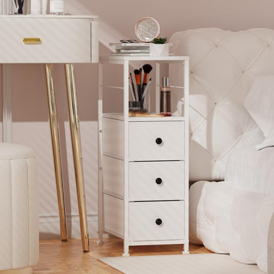 YBING Narrow Dresser For Bedroom, Slim White Dresser With 3 Fabr...
