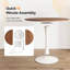 Table de salle à manger ronde blanche sur pied central, 4 couverts, facile à installer, idéale pour la cuisine et la salle à manger.