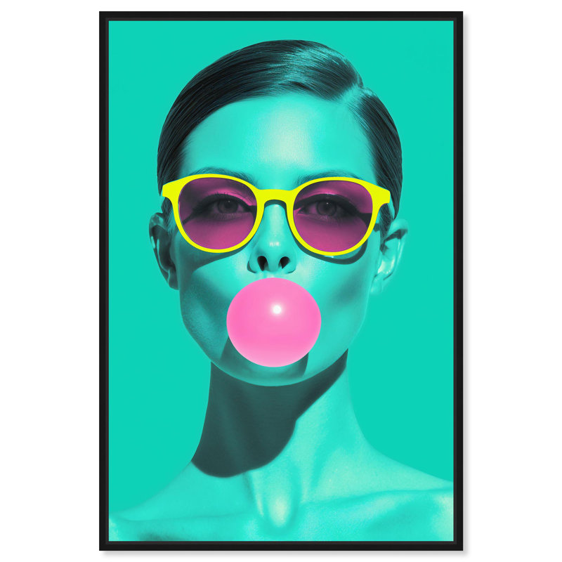 Reproduction d'art moderne sur toile Bubblegum Pop par Art Remedy, cadre noir, 36 x 54, Cadre noir, H 55 po x l 37 po