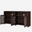 Buffet en rotin 63 po avec rangement, crédence de bar à vin rétro, grande console média