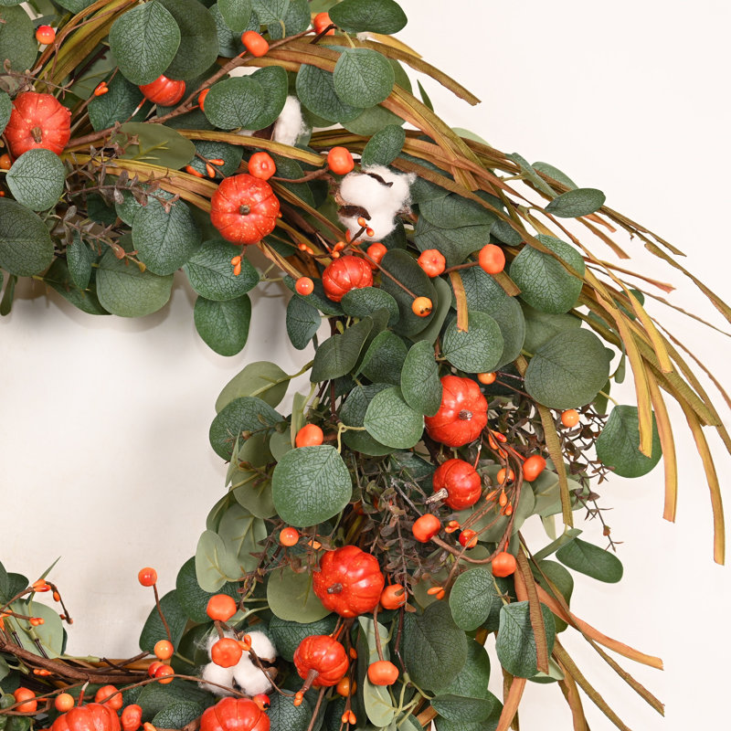 Couronne de 26 po pour la porte de l'Action de grâce avec eucalyptus