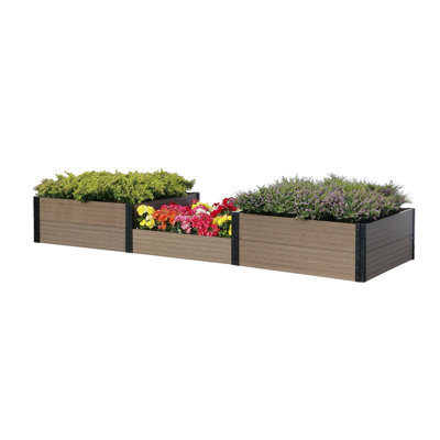 Lit de jardin surélevé triple avec terrasse