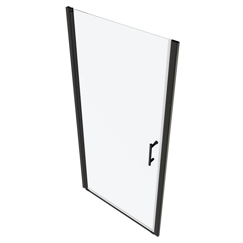 Matte Black Pivot Shower - 1/4" Tempered Glass, Bathroom Essential Item Glass Door With Quality Handle Style, Matte Black