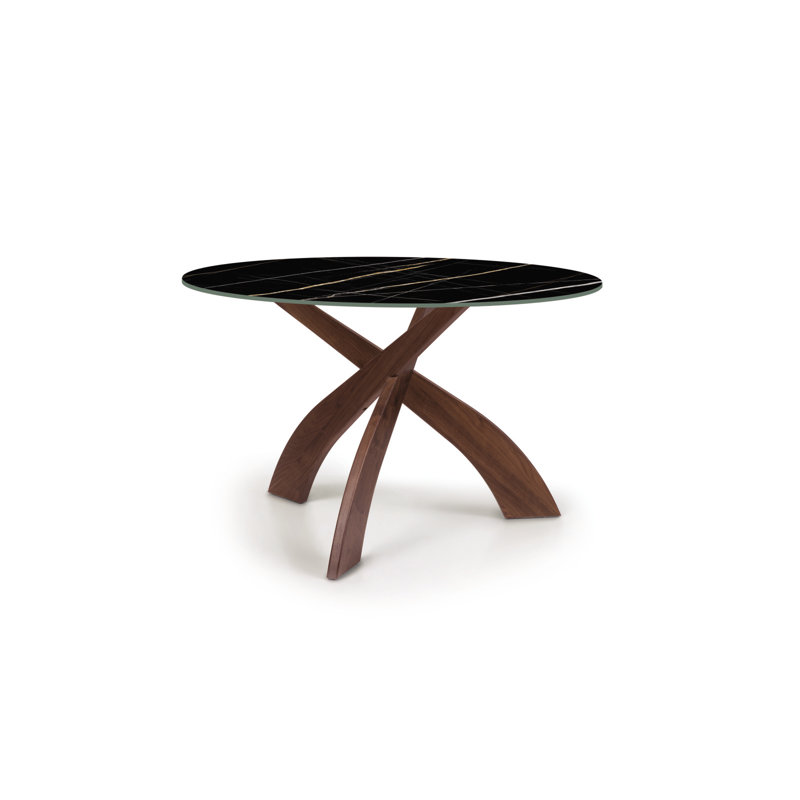 Entwine Round Dining Table, 30"H x 48"L x 48"W, Black, Natural Walnut