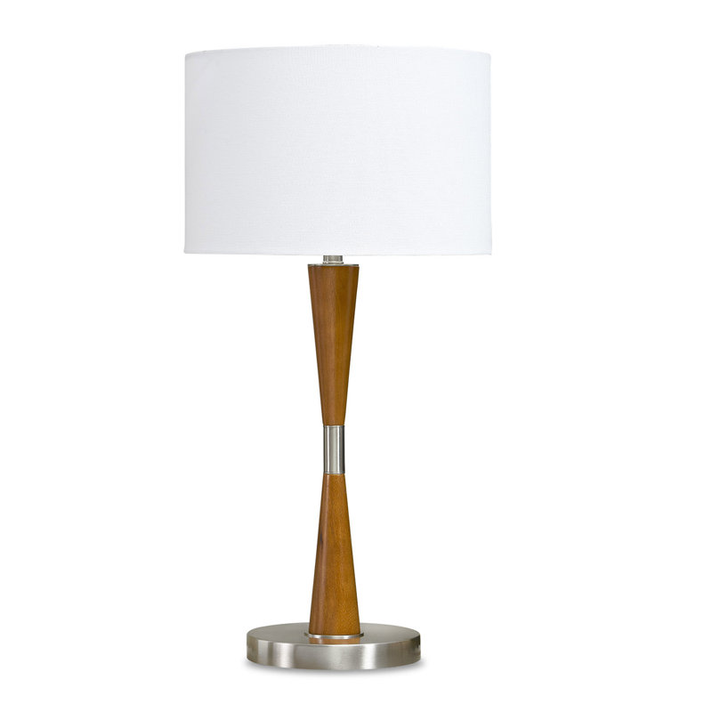 Lampe de table en bois 28 po Century, Argent / Brun