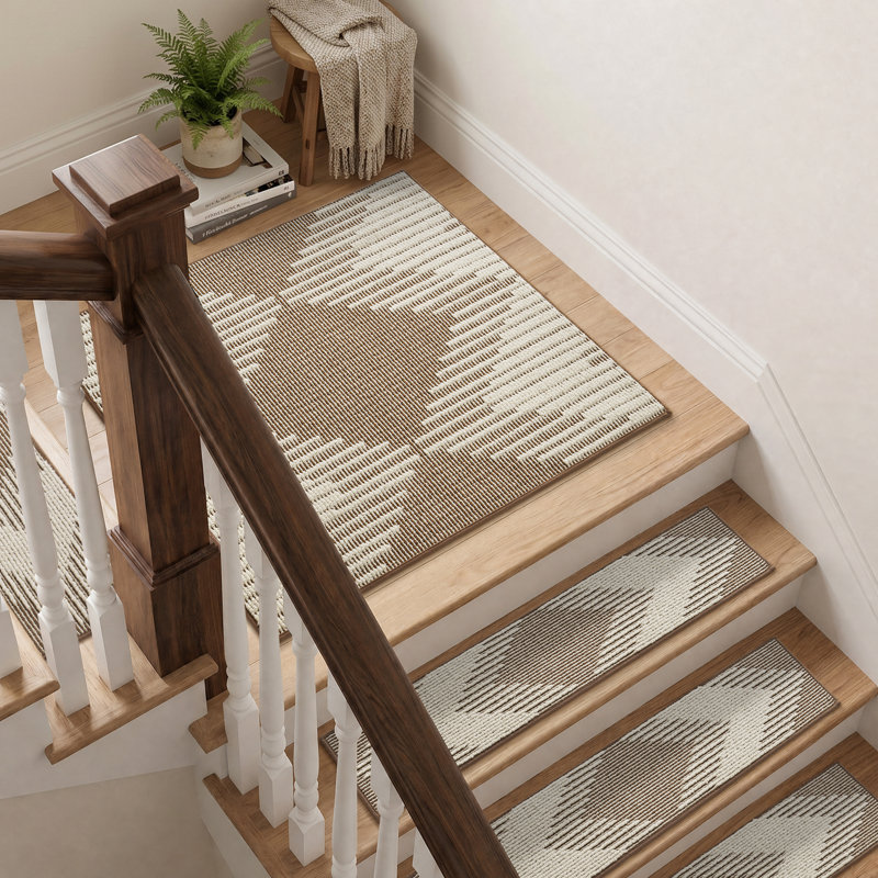 Tapis d'escalier antidérapant brun clair, 1, Square 2'6", Brown