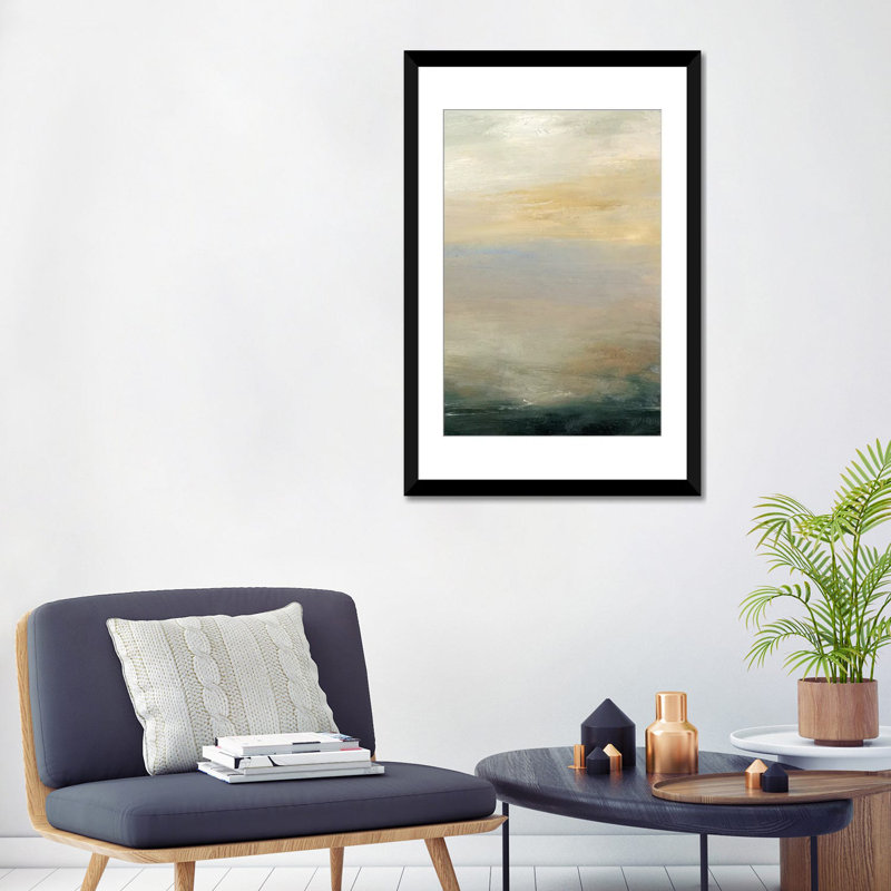 «Soft Horizon II» par Sharon Gordon - impression sur toile tendue, H 32 po x l 24 po x P 1 po, Papier d'art encadré noir