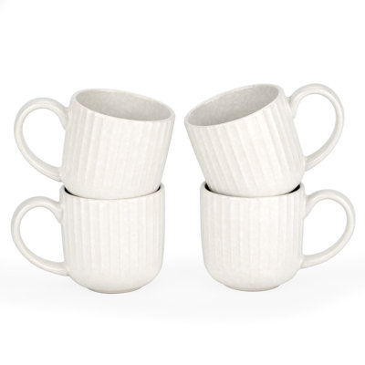  Starlight 4-Piece Stoneware Mug Set, Matte White