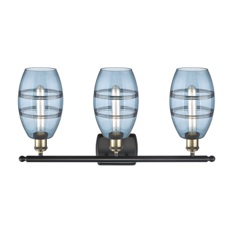 Bettylou 3 - Light Dimmable Vanity Light, Black Antique Brass, Princess Blue