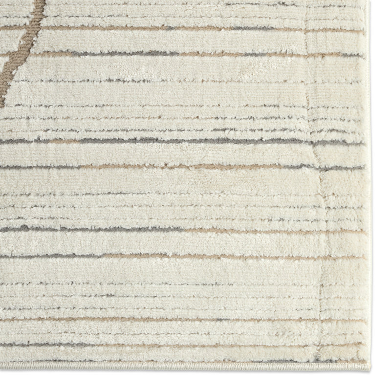 Tapis ivoire / gris Sachi, Rectangle 5 pi 3 po x 7 pi