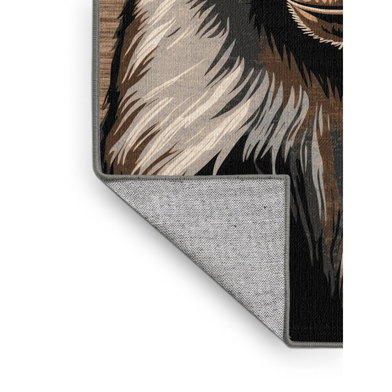 Washable Olive Baboon Wildlife Area Rug, Runner 2' x 4'