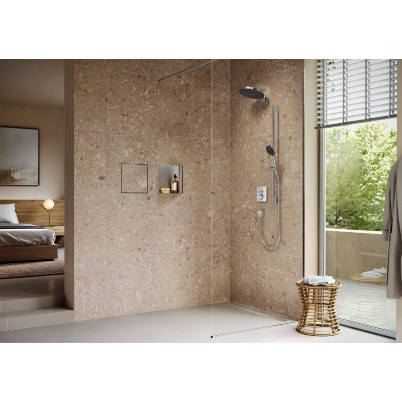 Hansgrohe RainDrain Match Trim Zero/ Tile 47 1/4" with Height Adjustable Frame, Brushed Stainless Steel