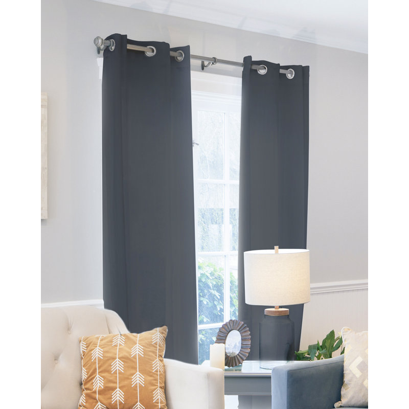 Paire de rideaux semi-transparents avec œillets Liptak, L 52 po x L 84 po, Bleu marine Virginie