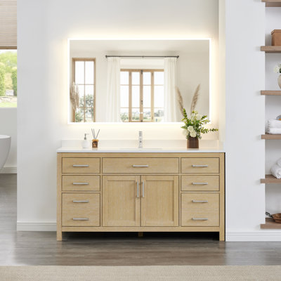 Beckett 66" Freestanding Single Bathroom Vanity with Cultured Marble Top