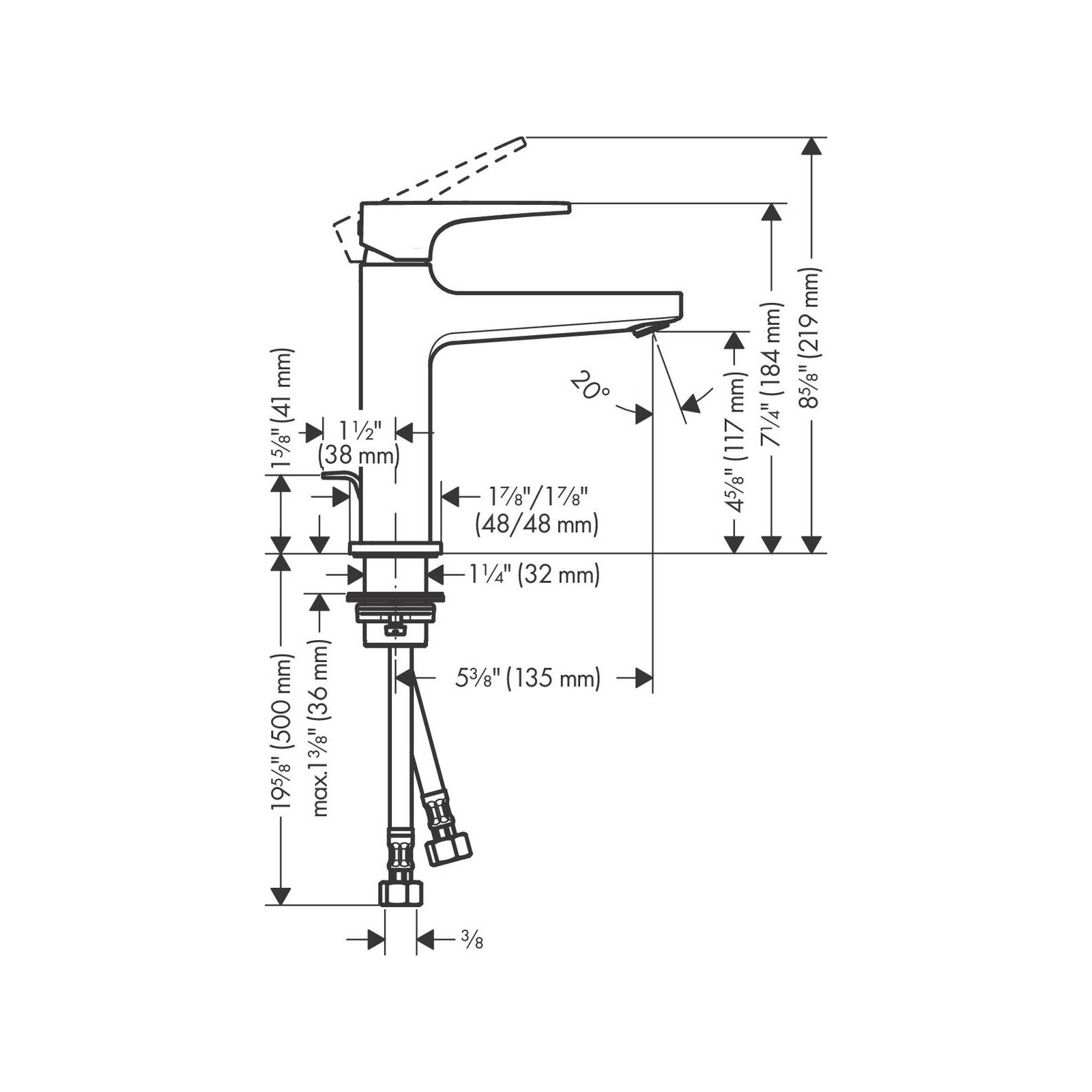 Metropol Low Flow Water Saving Single Hole Bathroom Faucet with Drain Assembly, Chrome