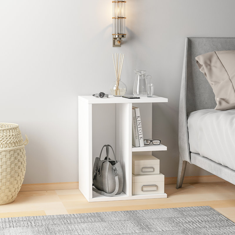 Rakeia 40cm W Particle Board Bedside Table, White