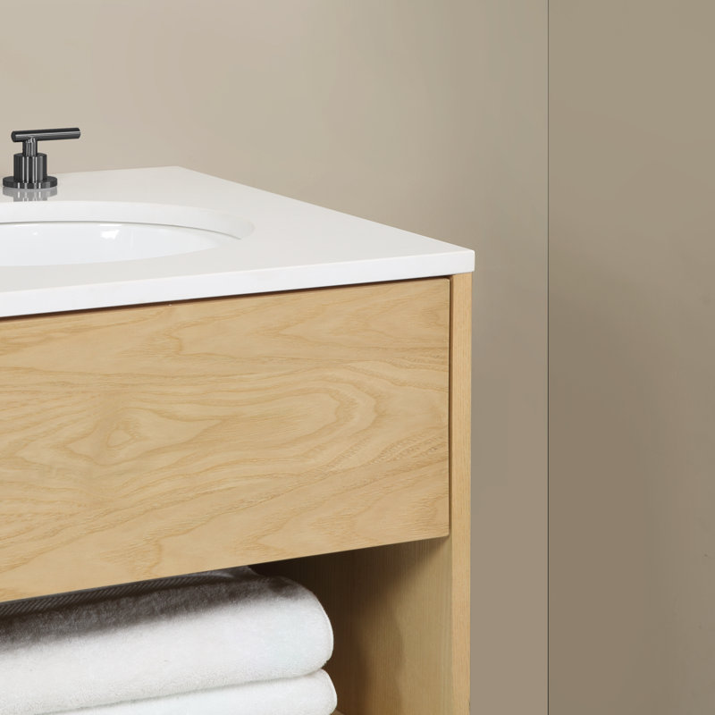 Meuble-lavabo mural simple 24 po avec comptoir en quartz Redbridge