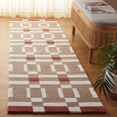 Tapis géométrique en laine et en coton touffeté à la main Jassir